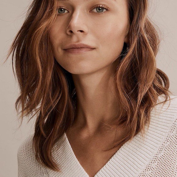 Country Road MESH V-NECK KNIT size 10 white - Picture 3 of 5